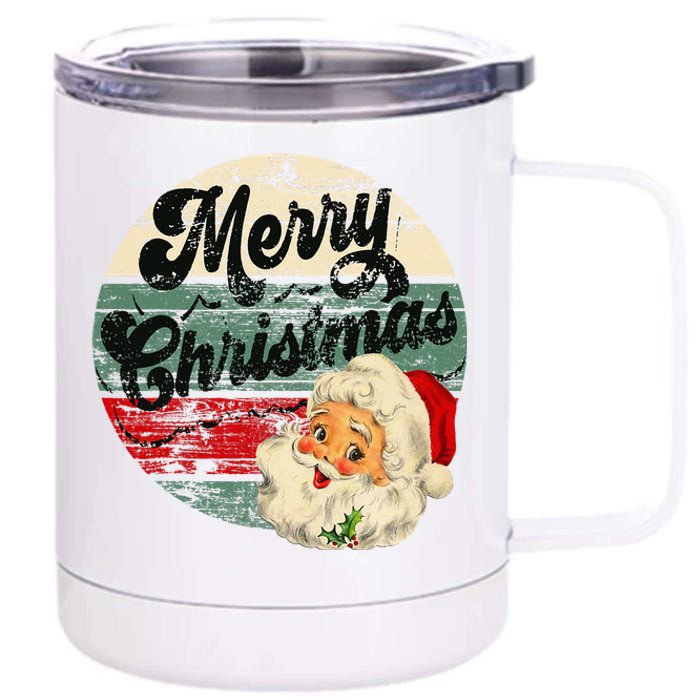 Vintage Santa Claus Merry Christmas Face Old Fashioned 12 oz Stainless Steel Tumbler Cup