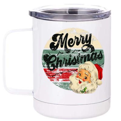 Vintage Santa Claus Merry Christmas Face Old Fashioned 12 oz Stainless Steel Tumbler Cup