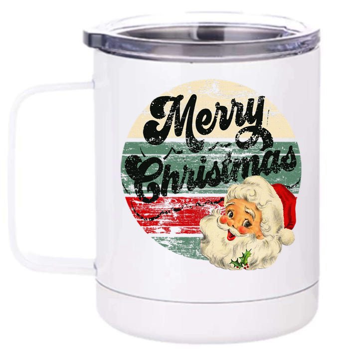 Vintage Santa Claus Merry Christmas Face Old Fashioned 12 oz Stainless Steel Tumbler Cup