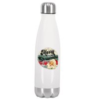 Vintage Santa Claus Merry Christmas Face Old Fashioned Stainless Steel Insulated Water Bottle