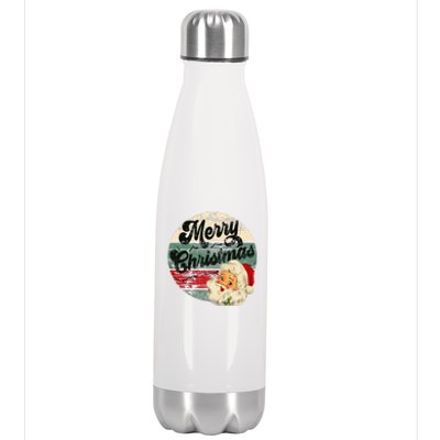 Vintage Santa Claus Merry Christmas Face Old Fashioned Stainless Steel Insulated Water Bottle