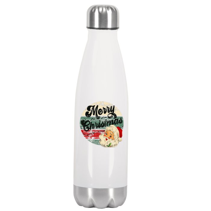 Vintage Santa Claus Merry Christmas Face Old Fashioned Stainless Steel Insulated Water Bottle