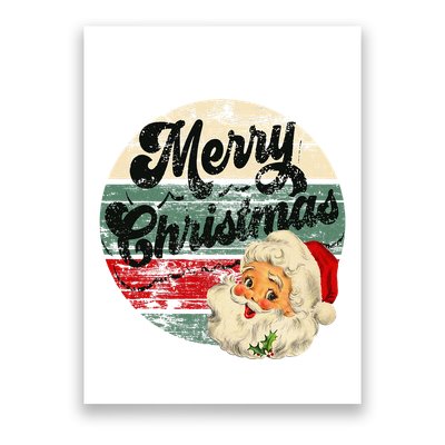 Vintage Santa Claus Merry Christmas Face Old Fashioned Poster