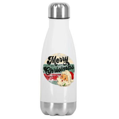 Vintage Santa Claus Merry Christmas Face Old Fashioned Stainless Steel Insulated Water Bottle