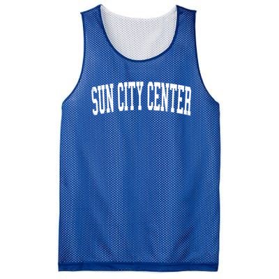 Vintage Sun City Center Fl Distressed Black Varsity Style Gift Mesh Reversible Basketball Jersey Tank