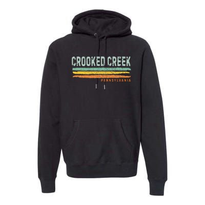 Vintage Stripes Crooked Creek Pa Premium Hoodie