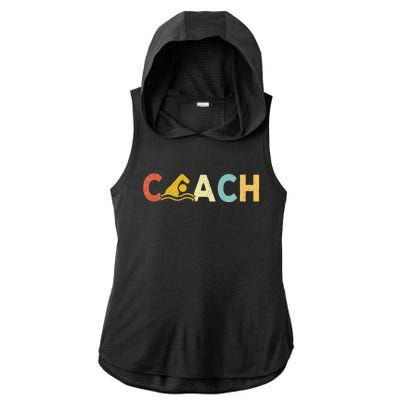 Vintage Swim Coach Swimming Coach Swim Teacher Swimmer Retro Ladies PosiCharge Tri-Blend Wicking Draft Hoodie Tank