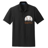 Vintage Seattle Cityscape Baseball Lover Player Dry Zone Grid Polo