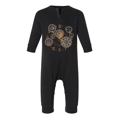 Vintage Steampunk Clock Gears Steampunk Infant Fleece One Piece