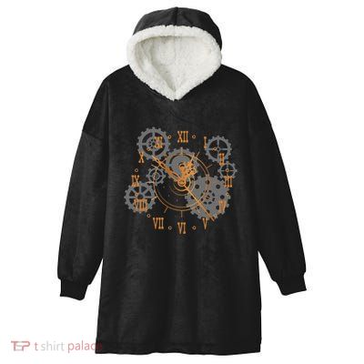 Vintage Steampunk Clock Gears Steampunk Hooded Wearable Blanket