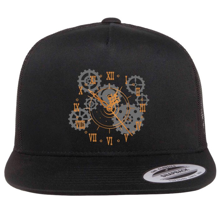 Vintage Steampunk Clock Gears Steampunk Flatbill Hat