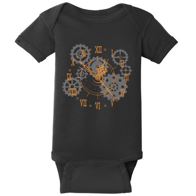 Vintage Steampunk Clock Gears Steampunk Baby Bodysuit