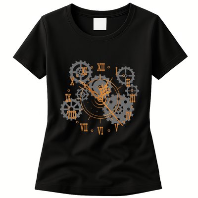 Vintage Steampunk Clock Gears Steampunk Womens T-Shirt