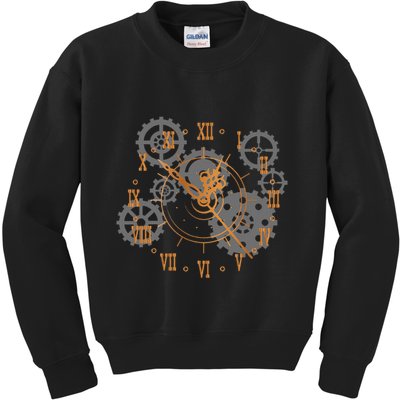 Vintage Steampunk Clock Gears Steampunk Kids Sweatshirt