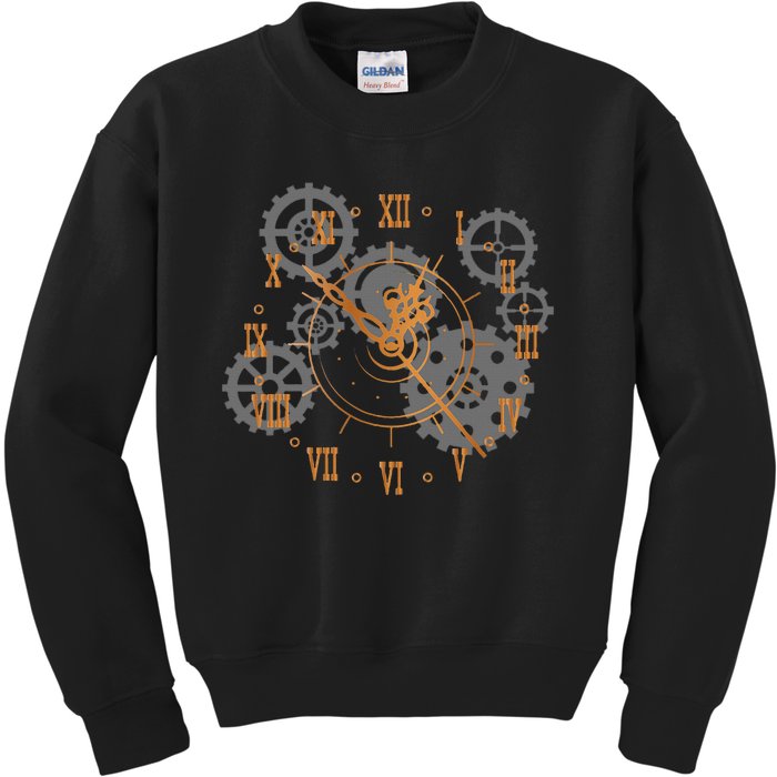 Vintage Steampunk Clock Gears Steampunk Kids Sweatshirt