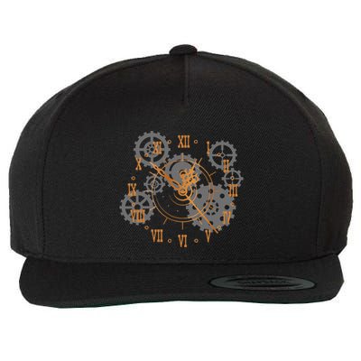 Vintage Steampunk Clock Gears Steampunk Wool Snapback Cap