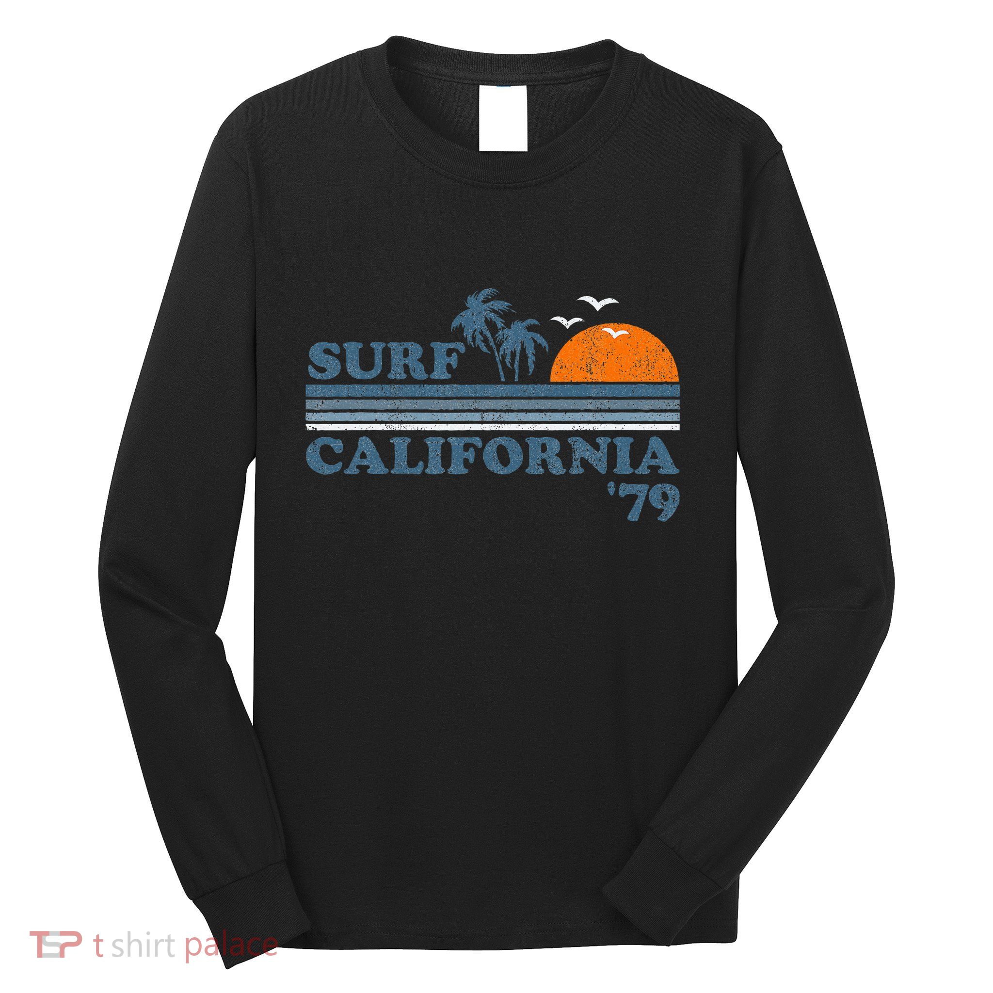 Vintage Surf California Beach Retro Sunset Surf 70s Long Sleeve Shirt