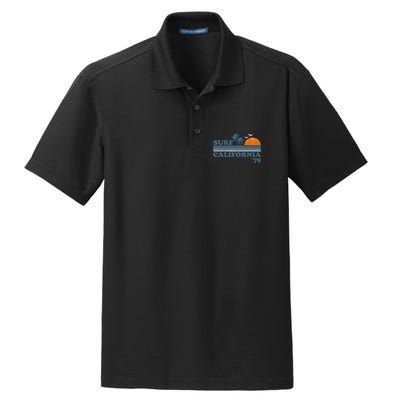 Vintage Surf California Beach Retro Sunset Surf 70s Dry Zone Grid Polo