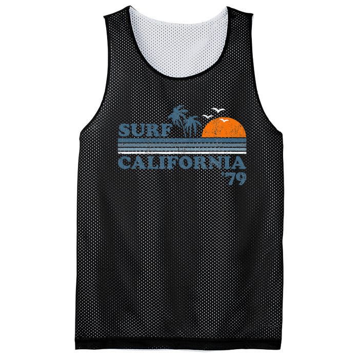 Vintage Surf California Beach Retro Sunset Surf 70s Mesh Reversible Basketball Jersey Tank