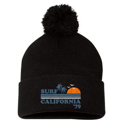 Vintage Surf California Beach Retro Sunset Surf 70s Pom Pom 12in Knit Beanie