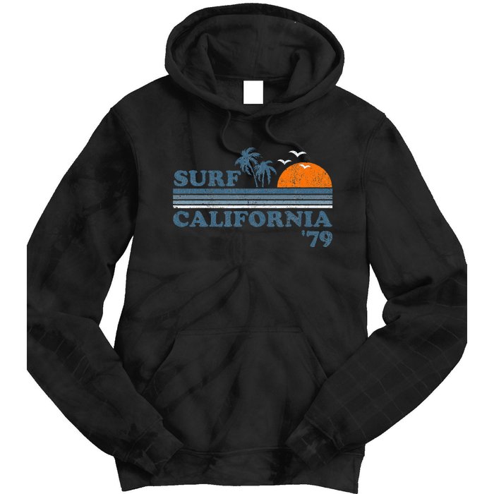 Vintage Surf California Beach Retro Sunset Surf 70s Tie Dye Hoodie