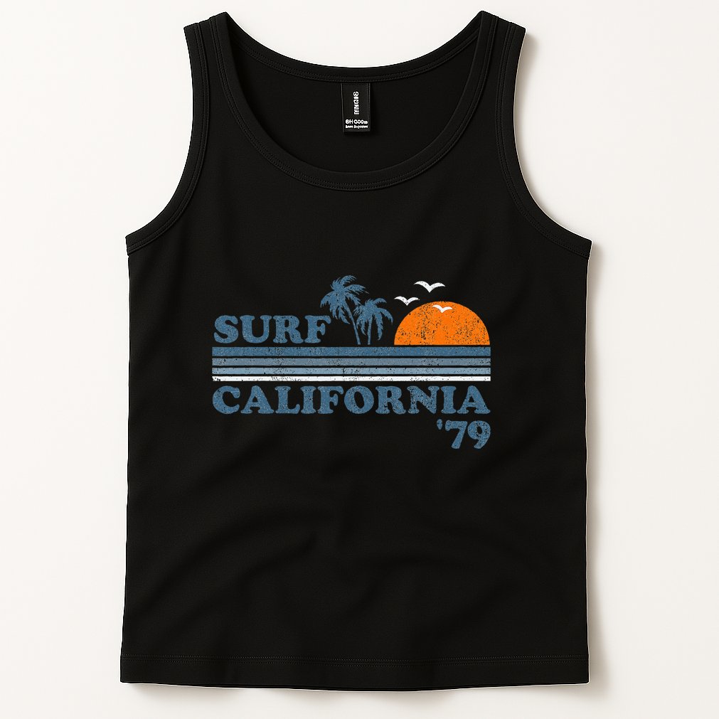 Vintage Surf California Beach Retro Sunset Surf 70s Tank Top