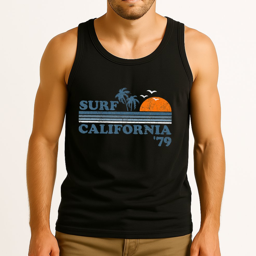Vintage Surf California Beach Retro Sunset Surf 70s Tank Top