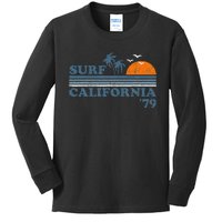 Vintage Surf California Beach Retro Sunset Surf 70s Kids Long Sleeve Shirt