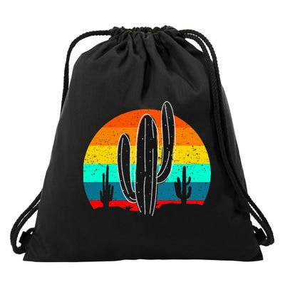 Vintage Saguaro Cactus Retro Arizona Desert Cactaceae Drawstring Bag