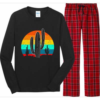 Vintage Saguaro Cactus Retro Arizona Desert Cactaceae Long Sleeve Pajama Set