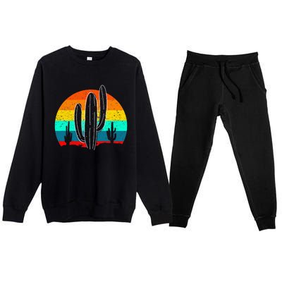 Vintage Saguaro Cactus Retro Arizona Desert Cactaceae Premium Crewneck Sweatsuit Set