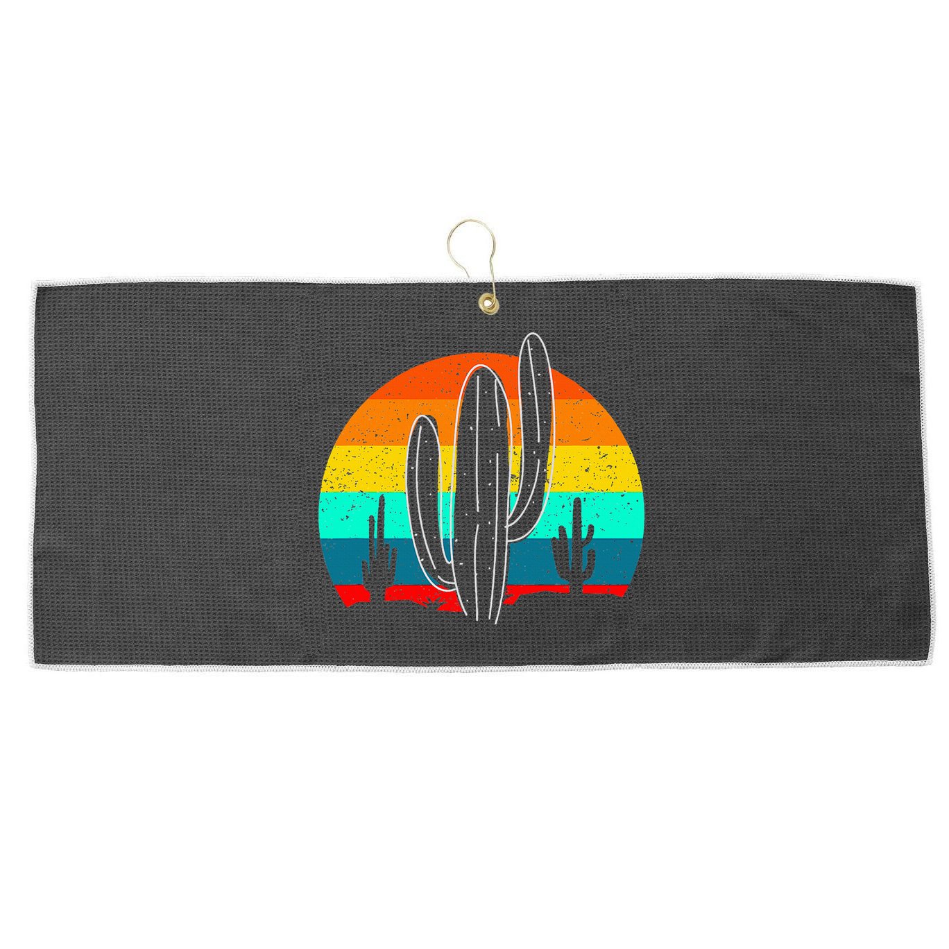 Vintage Saguaro Cactus Retro Arizona Desert Cactaceae Large Microfiber Waffle Golf Towel