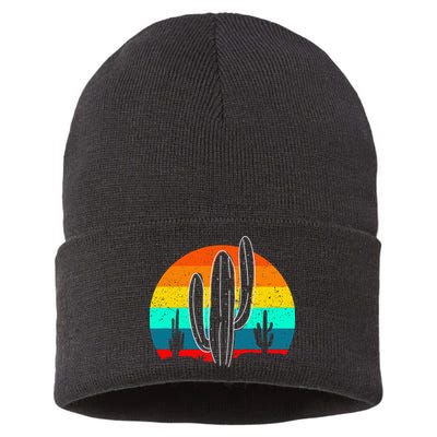 Vintage Saguaro Cactus Retro Arizona Desert Cactaceae Sustainable Knit Beanie