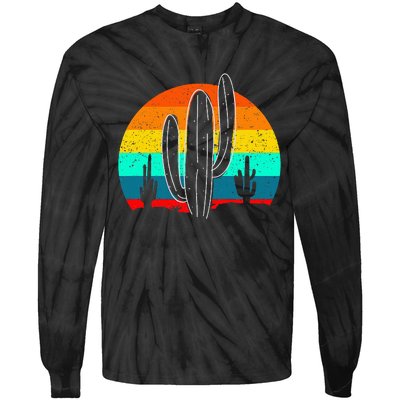 Vintage Saguaro Cactus Retro Arizona Desert Cactaceae Tie-Dye Long Sleeve Shirt