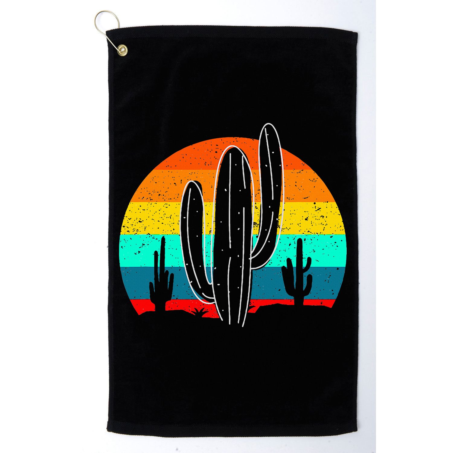 Vintage Saguaro Cactus Retro Arizona Desert Cactaceae Golf Towel