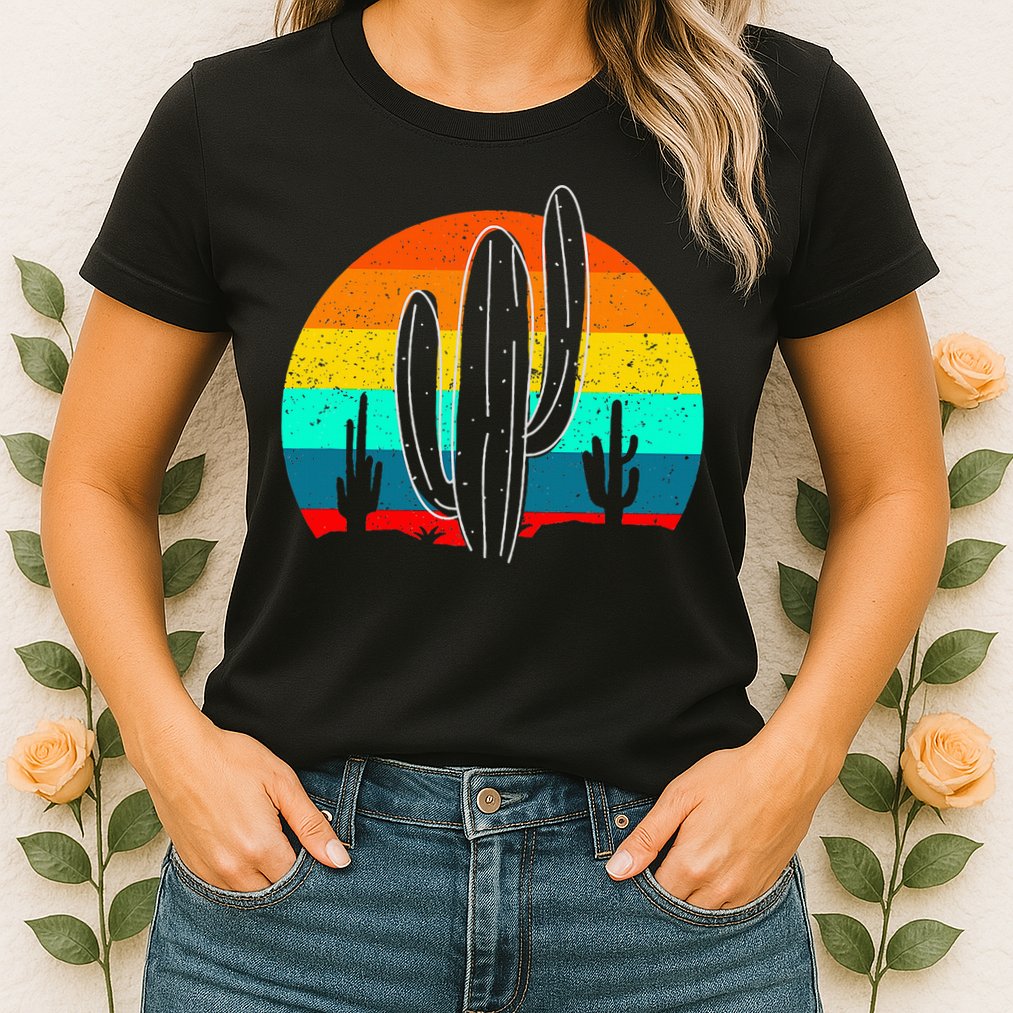 Vintage Saguaro Cactus Retro Arizona Desert Cactaceae Womens T-Shirt