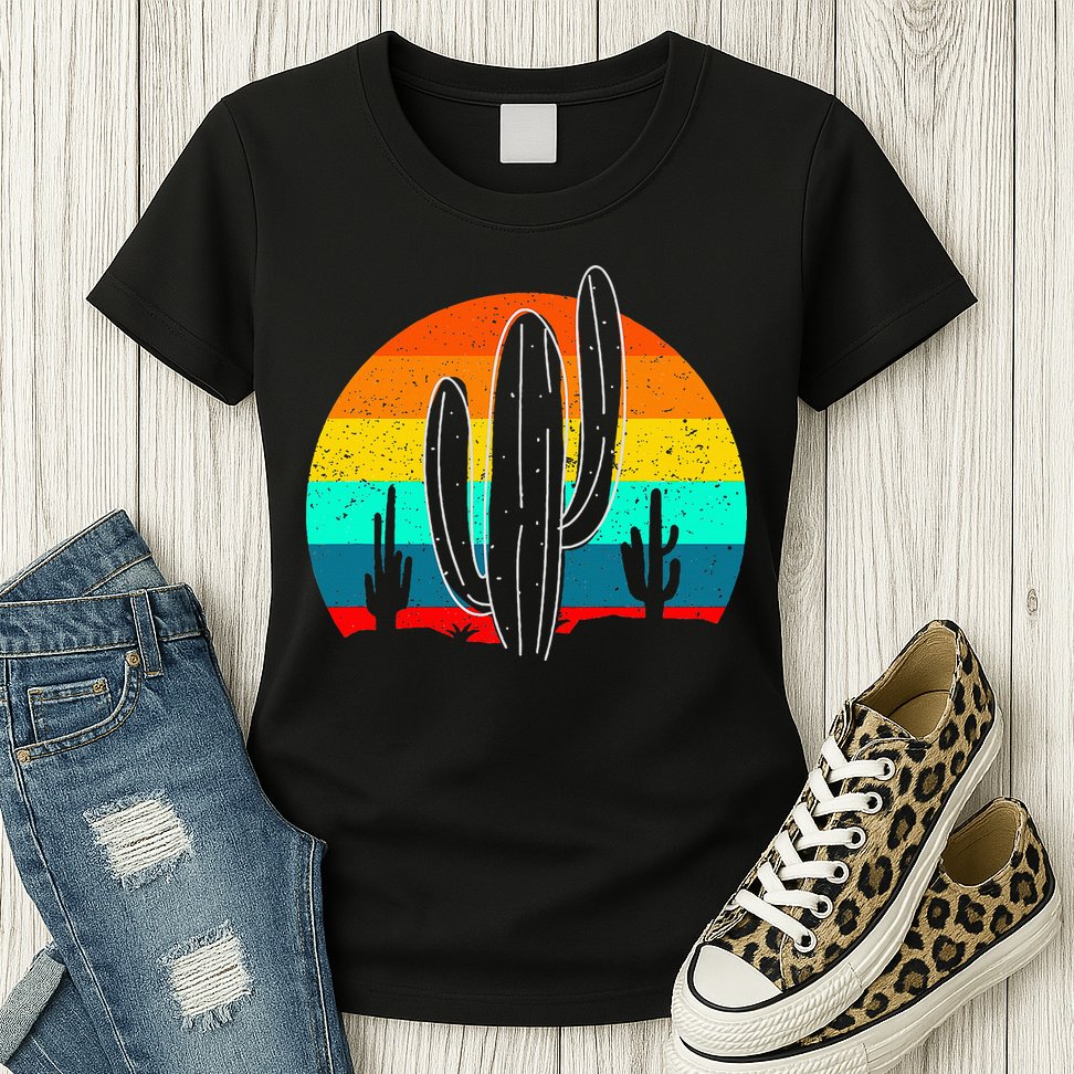 Vintage Saguaro Cactus Retro Arizona Desert Cactaceae Womens T-Shirt