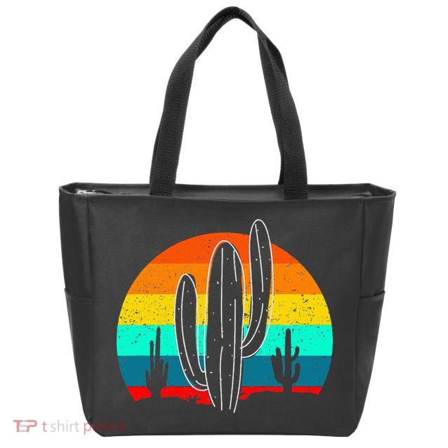 Vintage Saguaro Cactus Retro Arizona Desert Cactaceae Zip Tote Bag
