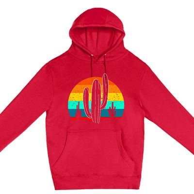 Vintage Saguaro Cactus Retro Arizona Desert Cactaceae Premium Pullover Hoodie