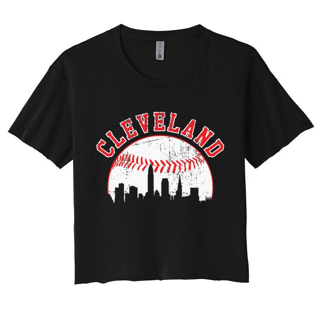 Vintage Skyline Cleveland Baseball Crop Top