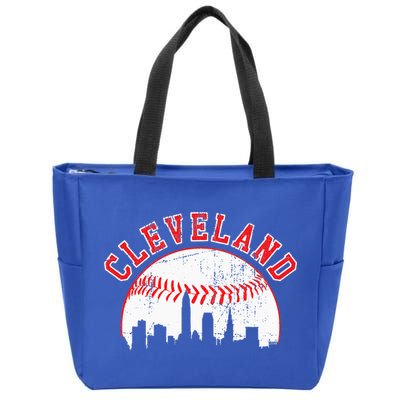 Vintage Skyline Cleveland Baseball Zip Tote Bag