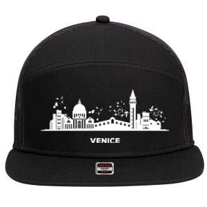 Venetian Skyline Cityscape Venice 7 Panel Mesh Trucker Snapback Hat