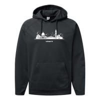 Venetian Skyline Cityscape Venice Performance Fleece Hoodie