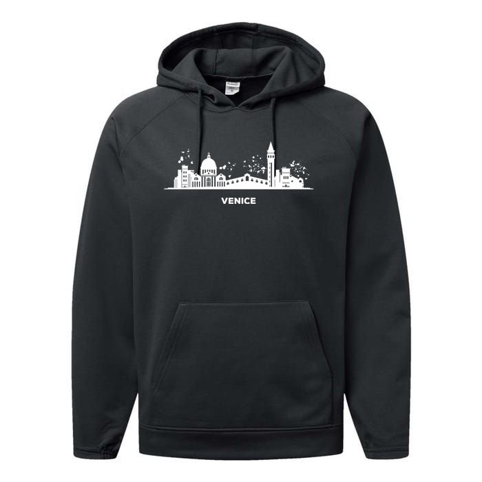 Venetian Skyline Cityscape Venice Performance Fleece Hoodie