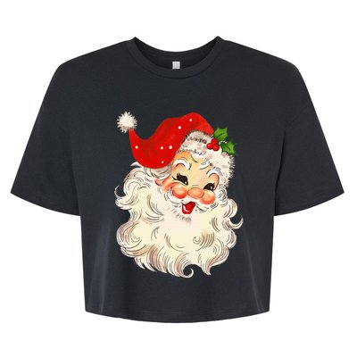 Vintage Santa Claus Face Christmas Xmas Santa Claus Bella+Canvas Jersey Crop Tee