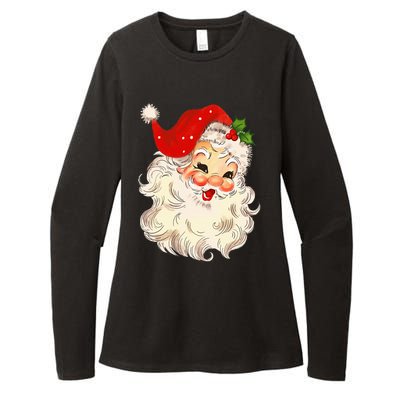 Vintage Santa Claus Face Christmas Xmas Santa Claus Womens CVC Long Sleeve Shirt