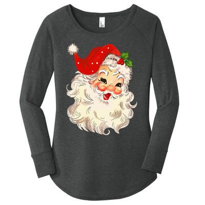 Vintage Santa Claus Face Christmas Xmas Santa Claus Women's Perfect Tri Tunic Long Sleeve Shirt