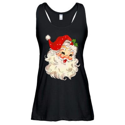 Vintage Santa Claus Face Christmas Xmas Santa Claus Ladies Essential Flowy Tank