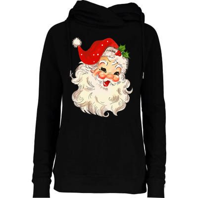 Vintage Santa Claus Face Christmas Xmas Santa Claus Womens Funnel Neck Pullover Hood