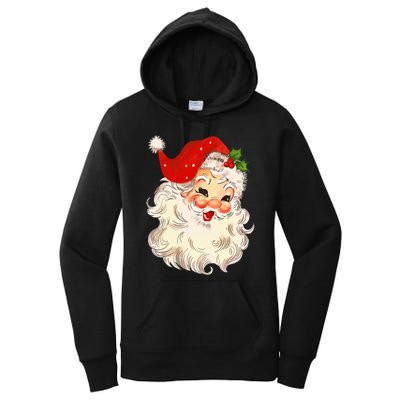 Vintage Santa Claus Face Christmas Xmas Santa Claus Women's Pullover Hoodie